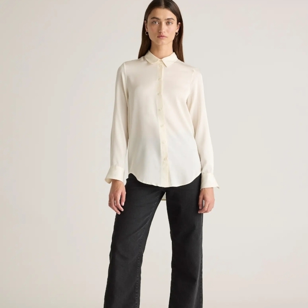 Quince Ivory Washable Silk Blouse